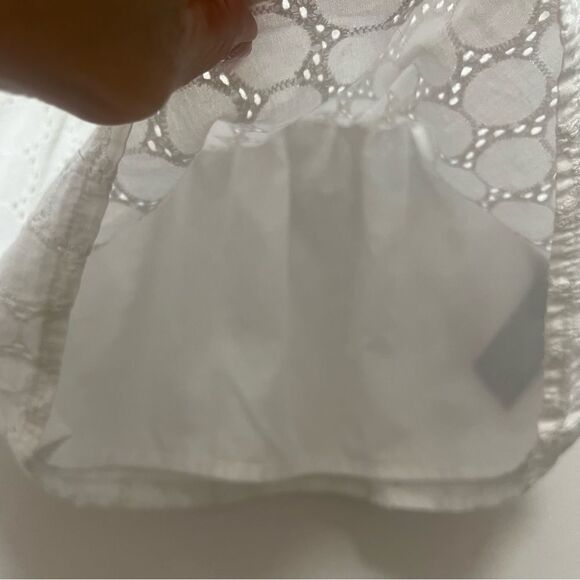 NAUTICA Eyelet Cotton White Cutout Shoulder High Waisted Blouse Girl Sz 2T Flowy - Picture 7 of 8